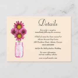 Rosa Blume Mason Jar Wedding Details Begleitkarte