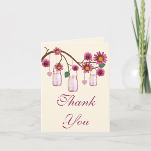 Rosa Blume Mason Jars Danke Karte