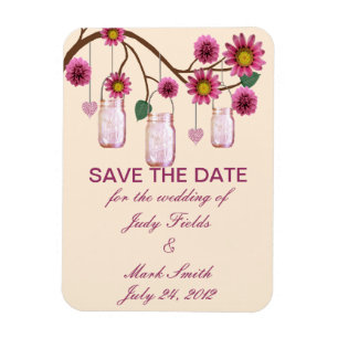 Rosa Blume Mason Jars Speichern das Datumsfenster Magnet