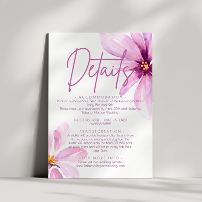 Rosa Blume Minimalistische Wasserfarben Hochzeitsd Begleitkarte (Von Creator hochgeladen)