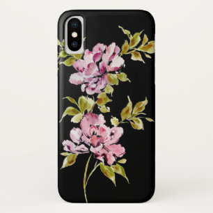 Rosa Blume mit floralen Blumen, stilvoll schwarz Case-Mate iPhone Hülle