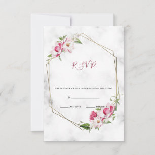 Rosa Blume mit Gold RSVP Karte
