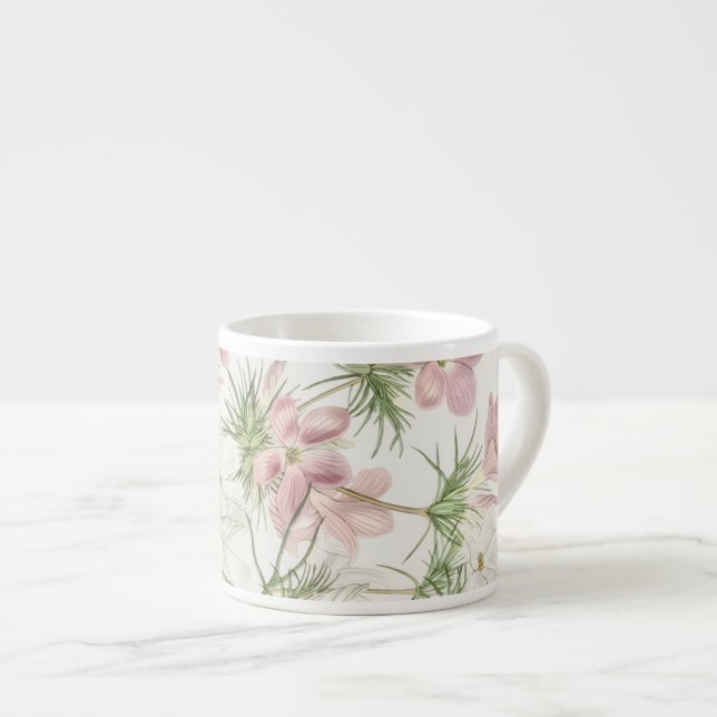 Rosa Blume mit Kiefer Espresso-Tasse Espressotasse (Vorderseite Rechts)