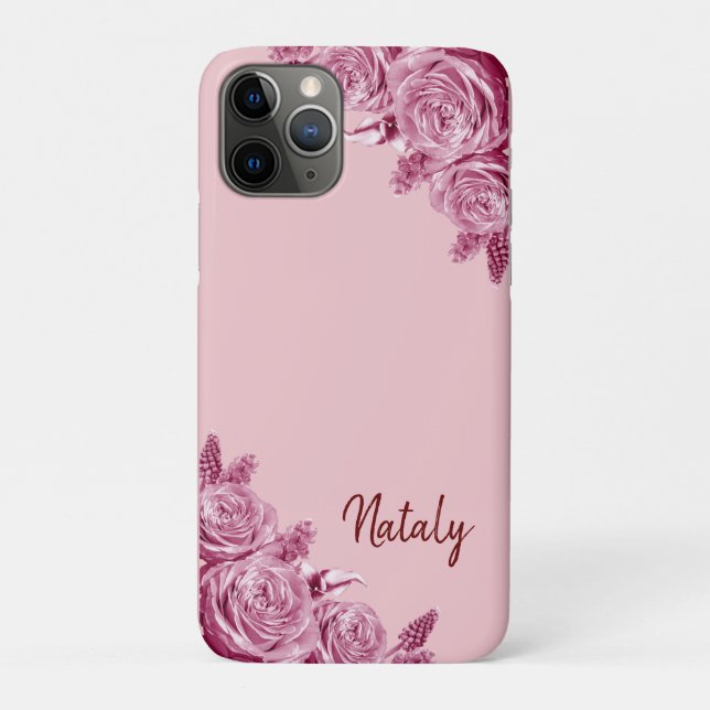Rosa Blume mit Namen Case-Mate iPhone Hülle (Rückseite)