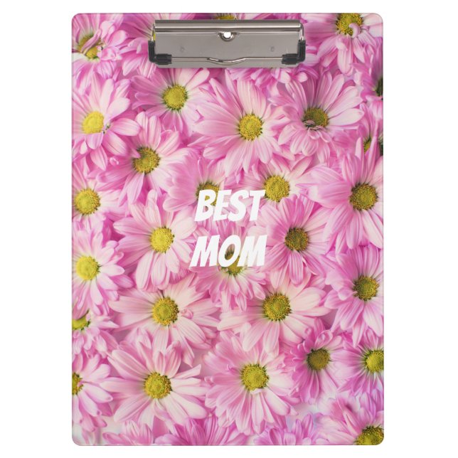 Rosa Blume mit Text Klemmbrett (Vorderseite)