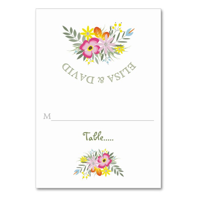 Rosa Blume Moderne Hochzeitskarte Tischnummer (Vorderseite)