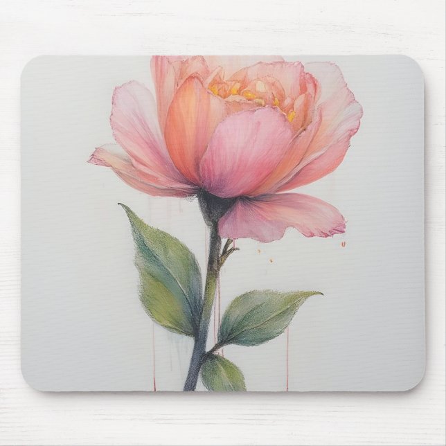 Rosa Blume Mousemat Mousepad (Vorne)