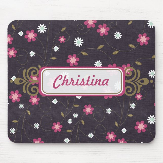 Rosa Blume Mousepad (Vorne)