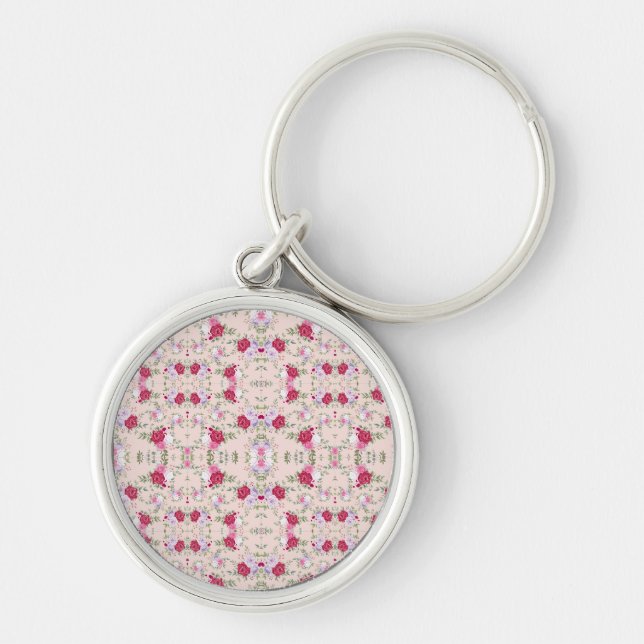 Rosa Blume Muster Art Schlüsselanhänger (Vorne)