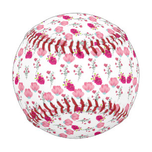 rosa Blume Muster Baseball