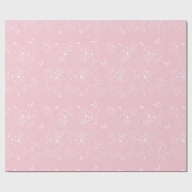 Rosa Blume Muster, Blumenmuster, Muster, Minimalis Geschenkpapier (Flach)