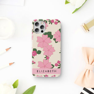 Rosa Blume, Muster von Blume, Ihr Name iPhone 16 Hülle