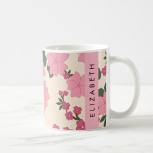 Rosa Blume, Muster von Blume, Ihr Name Kaffeetasse