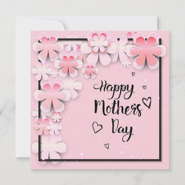 Rosa Blume Muttertag Feiertagskarte (Vorderseite)