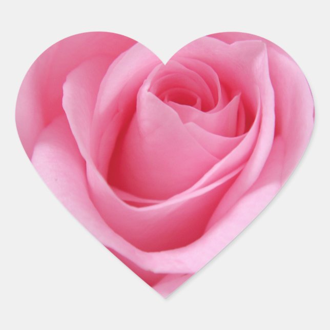 Rosa Blume nah Herz-Aufkleber (Vorderseite)