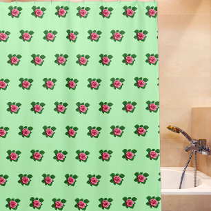 Rosa Blume Nahtloses Muster auf hellgrün Duschvorhang