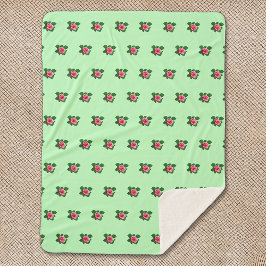 Rosa Blume Nahtloses Muster auf hellgrün Sherpadecke