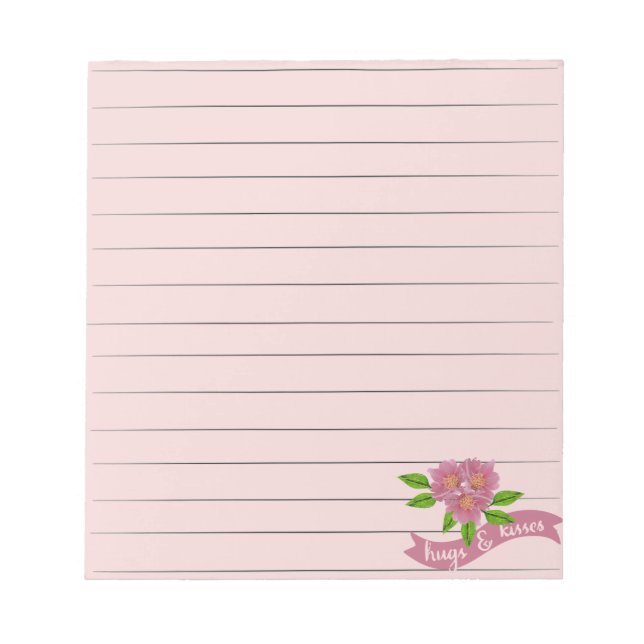 Rosa Blume Notepad Notizblock (Vorderseite)