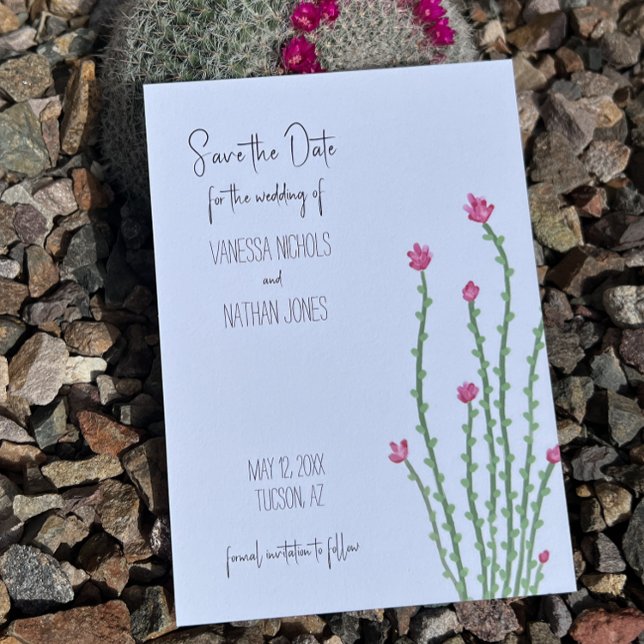 Rosa Blume Ocotillo Save the Date Karte (Von Creator hochgeladen)