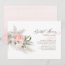 Rosa Blume Pampas Grass Elegantes Brautparty Einladung