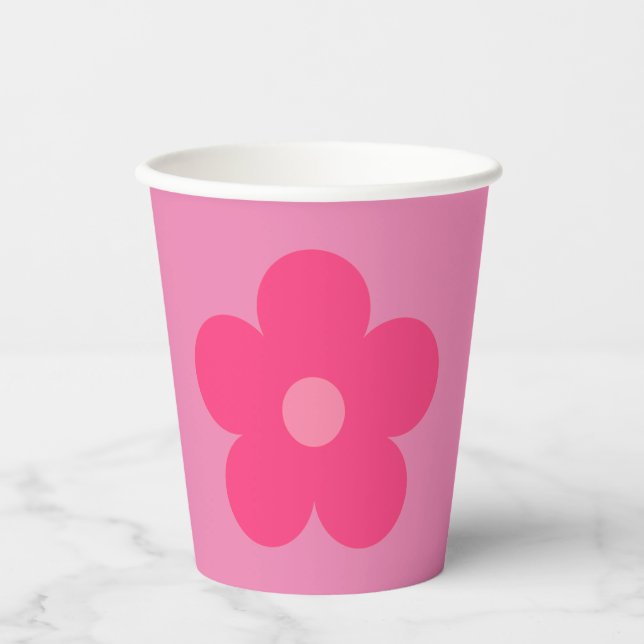 Rosa Blume Pappbecher (Vorderseite)