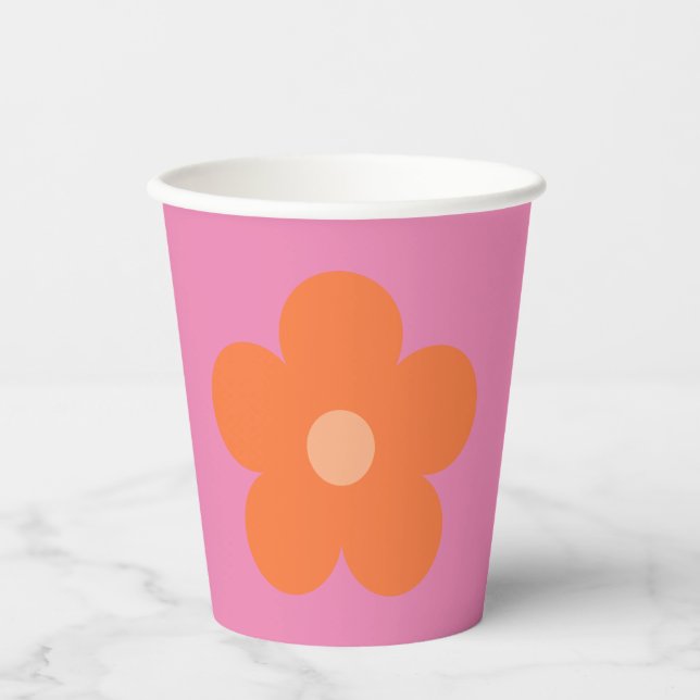 Rosa Blume Pappbecher (Vorderseite)