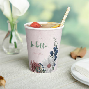 Rosa Blume Pappbecher