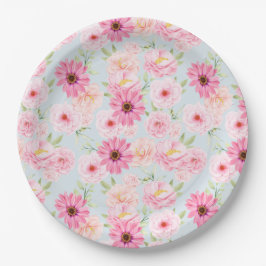 Rosa Blume Pappteller