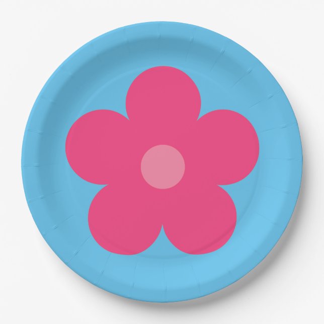 Rosa Blume Pappteller (Vorderseite)