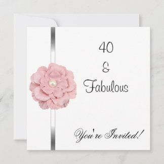 Rosa Blume Pearl Fabulous 40. Geburtstag Einladung