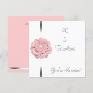 Rosa Blume Pearl Fabulous 40. Geburtstag Einladung