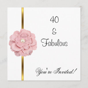 Rosa Blume Pearl Fabulous 40. Geburtstag Einladung