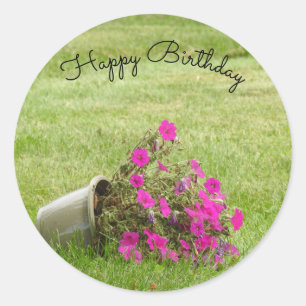 Rosa Blume *personalisieren* Runder Aufkleber