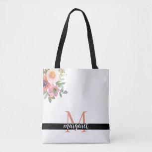 Rosa Blume Personalisiert Monogram Moderne Elegant