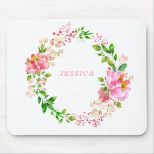 Rosa Blume Personalisiert Mousepad