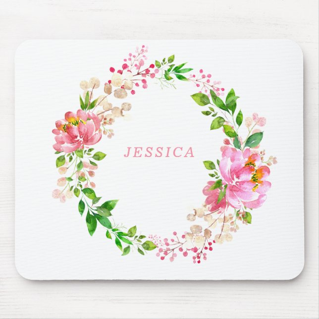 Rosa Blume Personalisiert Mousepad (Vorne)