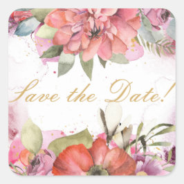 Rosa Blume PERSONALISIERT Quadratischer Aufkleber