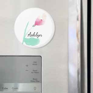 Rosa Blume Personalisierter Name Magnet