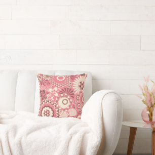 Rosa Blume/Polka-Punkte Decorativer Kissen