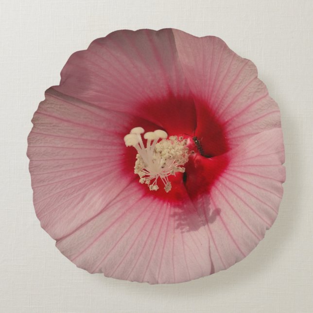 Rosa Blume Polster-Rundkissen Rundes Kissen (Vorderseite)