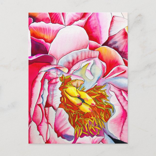 Rosa Blume Postkarte (Vorderseite)