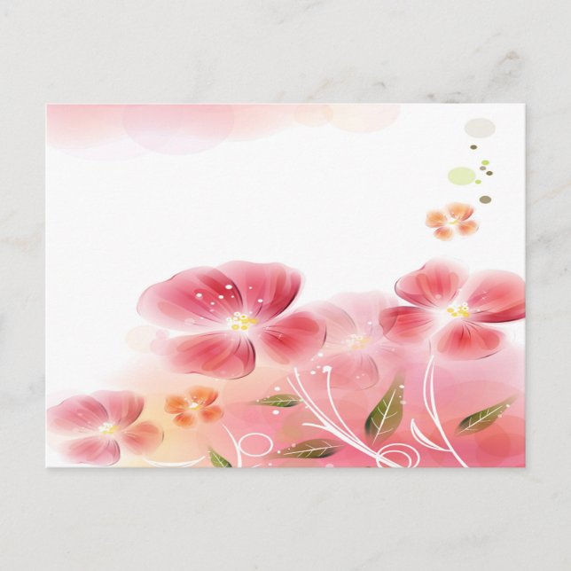 Rosa Blume Postkarte (Vorderseite)