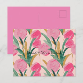 Rosa Blume Postkarte