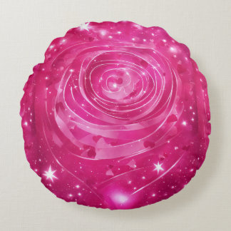 Rosa Blume Print Round Kissen .