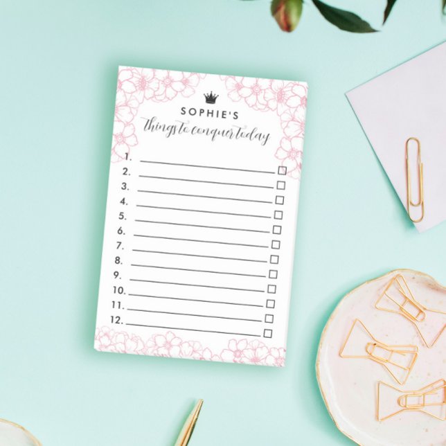 Rosa Blume Prinzessin Kronen erobern Post-it Klebezettel (Von Creator hochgeladen)