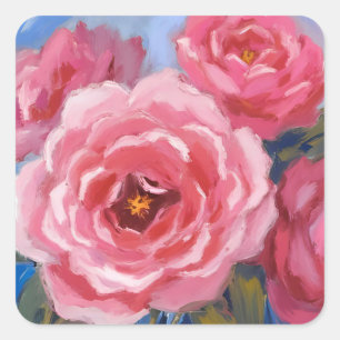 Rosa Blume Quadratischer Aufkleber