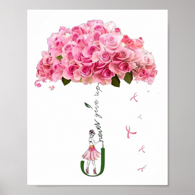 Rosa Blume Ribbon Brustkrebs Sensibilisierungskamp Poster (Vorne)