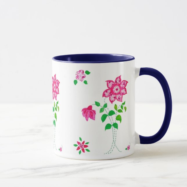 Rosa Blume Ringer-Tasse Tasse (Rechts)