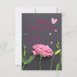 Rosa Blume - Romantische Valentinerkarte Dankeskarte