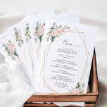 Rosa Blume, rosa Blume, Boho, Hochzeitsmenü<br><div class="desc">Fügen Sie Ihrer Hochzeitsfeier eine persönliche Touch mit diesen stilvollen und unvergesslichen Party hinzu! Die Einrichtung besteht aus rot-rosa Blume,  Grünpflanzen und goldfarbenem Rahmen auf weißem Hintergrund.</div>